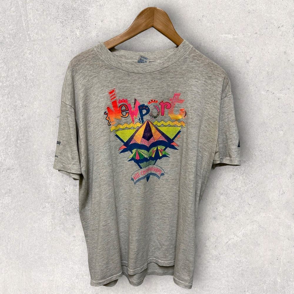 Kite Championship 90's Single Stitch Graphic T Shirt Gray Size XL